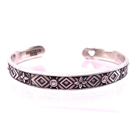 Alex and Ani Jewelry - Alex and Ani Raphaelian Silver Love Cuff Bangle With Pink Crystals Adjustable